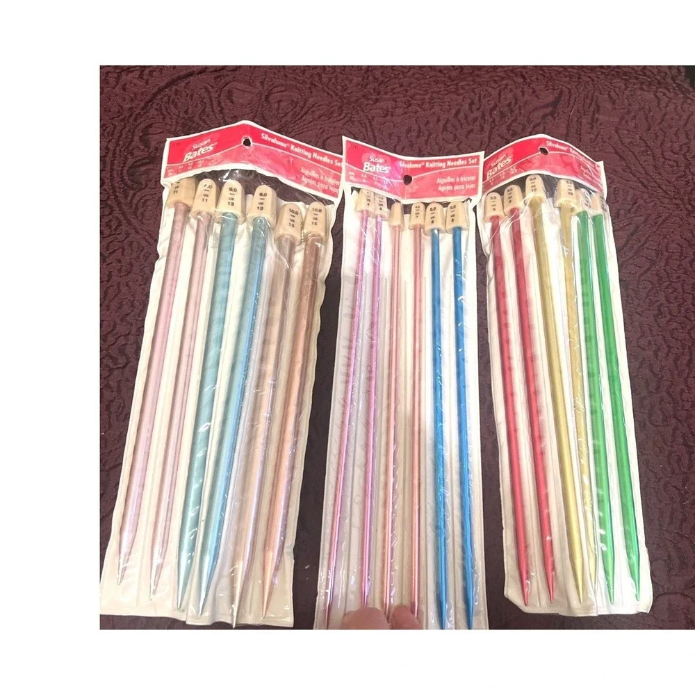 Vintage Susan Bates Silvalume Knitting Needle Sets 11191 11192 11193 Lot of 3
